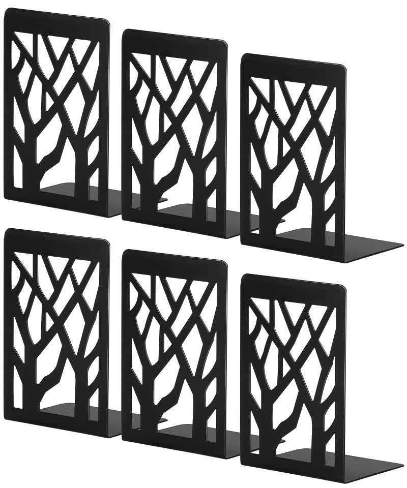 INNÃ”PLUS Book Ends, Bookends, Bookends for Shelves, Bookend, Book Ends for Heavy Books, Black Metal Book Shelf Holder Home Decorative, Book Stoppers for Shelves 3 Pair - Image 1